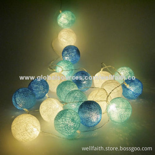 Outdoor Multi-colored LED Decorative Cotton Ball String Lights with 0.06W Rated Power